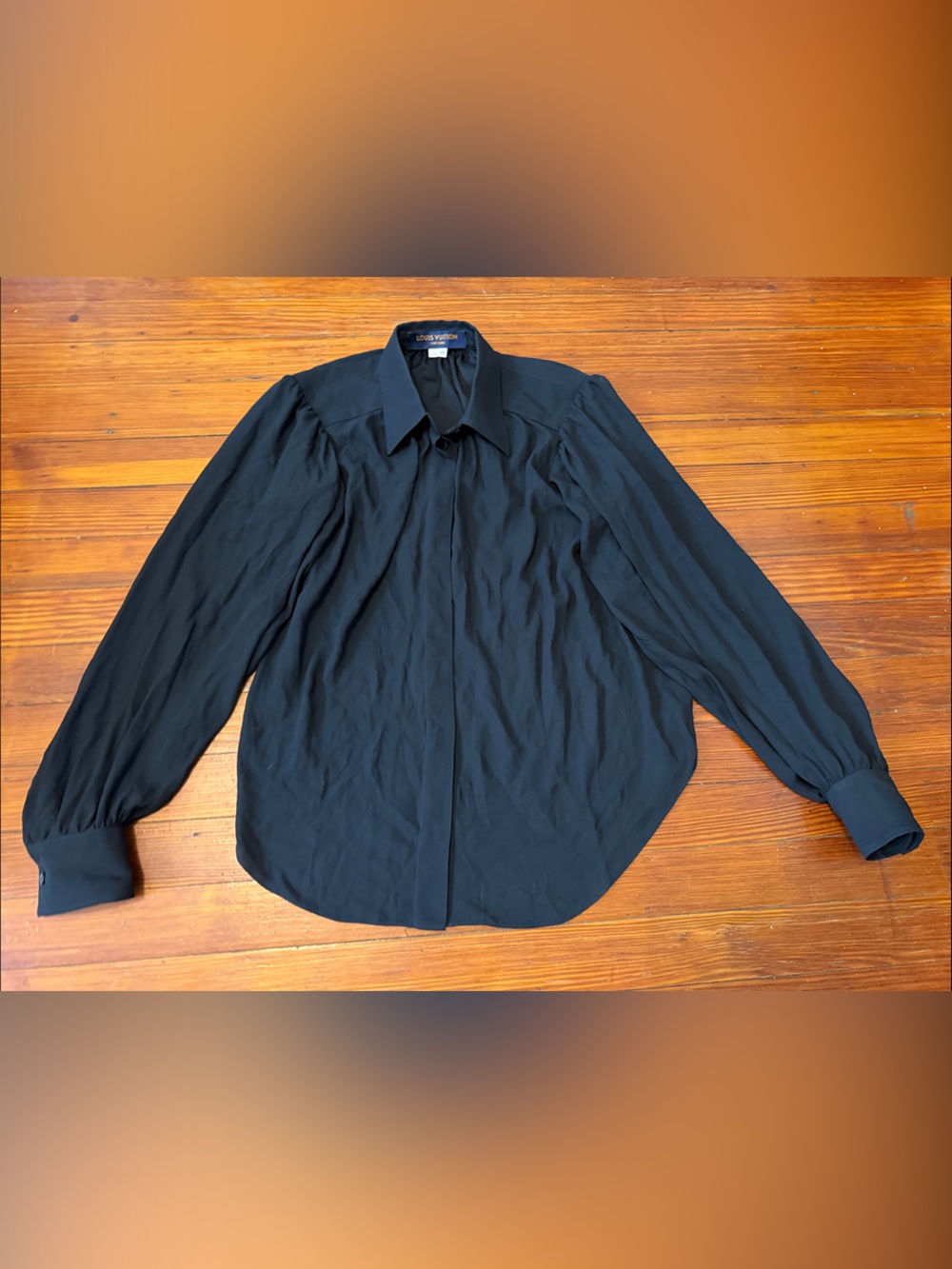 Authentic Louis Vuitton Navy Long-Sleeve Button-Up Shirt size 34